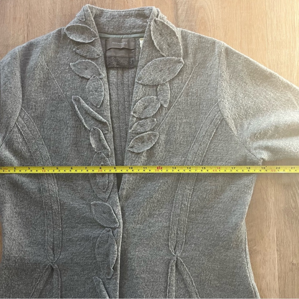 Vintage Anthropologie Wool Leaf-Trim Knit Cardigan - Picture 6 of 11